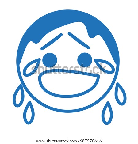 sad emoji in tears, crying emoticon, simplistic facial expression vector illustration, circle or ball shaped cartoon character drawing, simple hand drawn flat line icon from set, eps 10