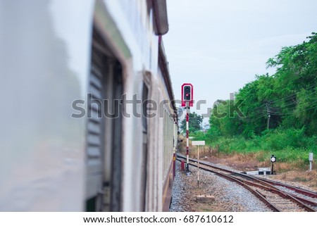 old  train run in countryside with copy space add text. select focus with shallow depth of field