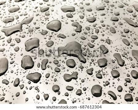 Different size of Liquid drops on bright background.