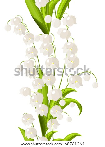 Seamless vertical border with lily of the valley