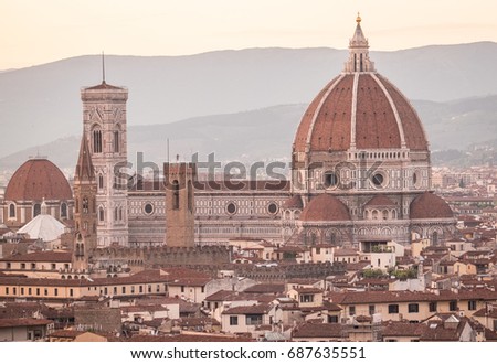 View of Cathedral di Santa Maria del Fiore (Florence Duomo), Italy.