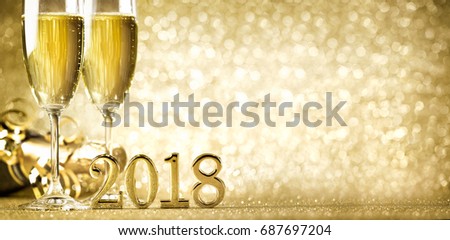 New years eve celebration background with champagne Royalty-Free Stock Photo #687697204