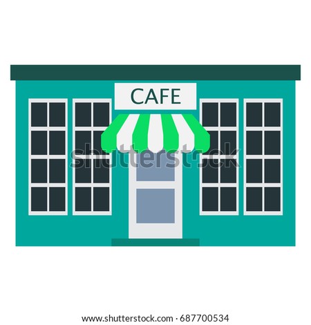 Street cafe building icon, vector illustration flat style design isolated on white. Colorful graphics