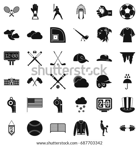 Baseball player icons set. Simple style of 36 baseball player vector icons for web isolated on white background