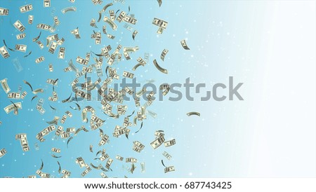 Currency Money Dollar Flying in air and making a pattern for text space