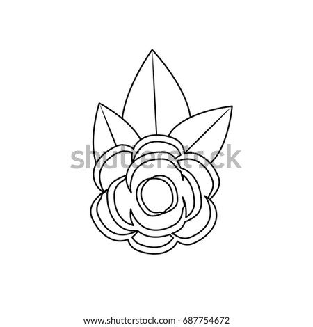 white background with monochrome silhouette of rose floral ornament vector illustration