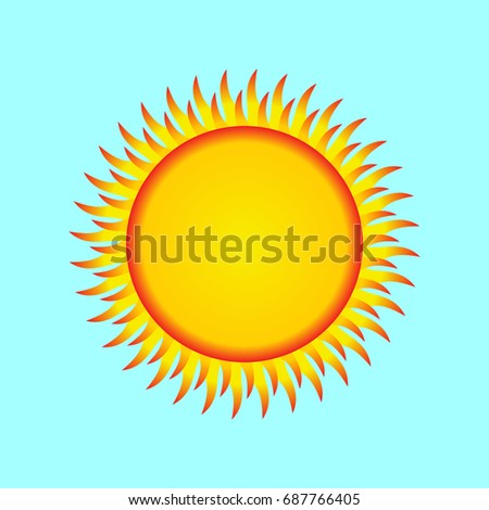 Sun icon. Vector illustration on blue background