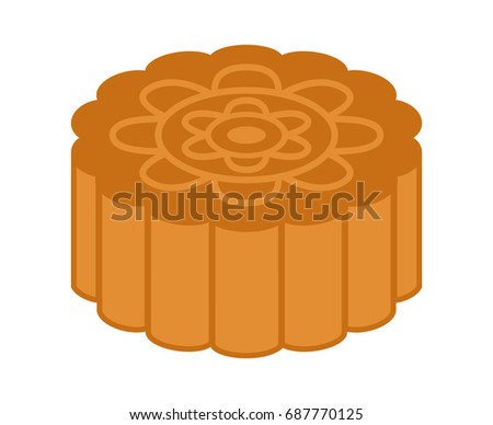 Mooncake or moon cake for the Mid-Autumn Festival flat vector color icon for food apps and websites