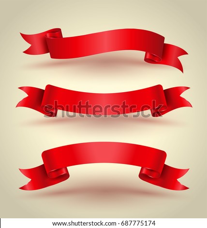 Red ribbon banner set hight quality. Vector illustration. Royalty-Free Stock Photo #687775174