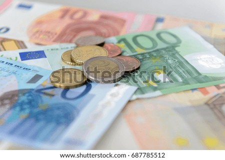 Money euro banknotes and coins