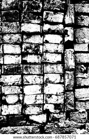 Background of old vintage brick wall. Image includes a effect the black and white tones.