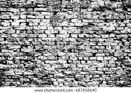 Background of old vintage brick wall. Image includes a effect the black and white tones.