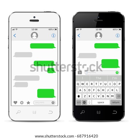 Mobile phones with sms chat Royalty-Free Stock Photo #687916420