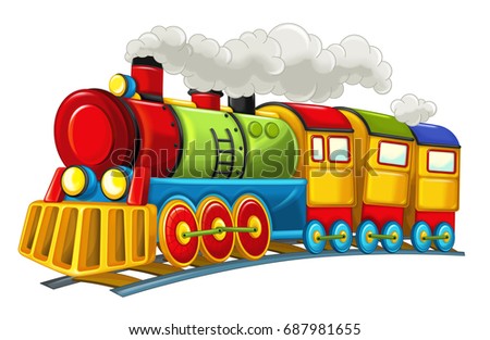 Cartoon funny looking steam train - isolated - illustration for children