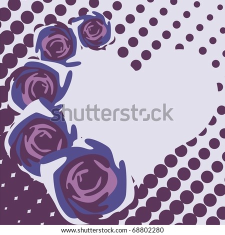 heart consist of flowers on violet background. Vector illustration