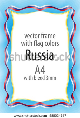 Frame and border of ribbon with the colors of the Russia flag