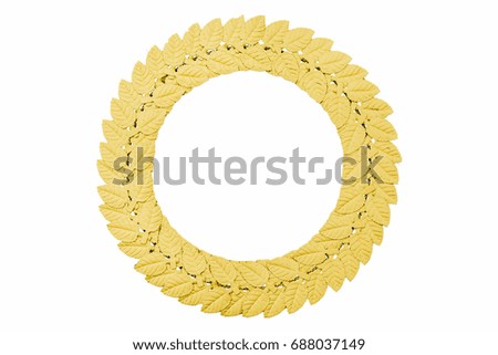 Gold leaf circle gold isolated.