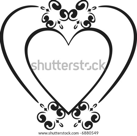 Abstract floral Heart frame element. No Gradients.