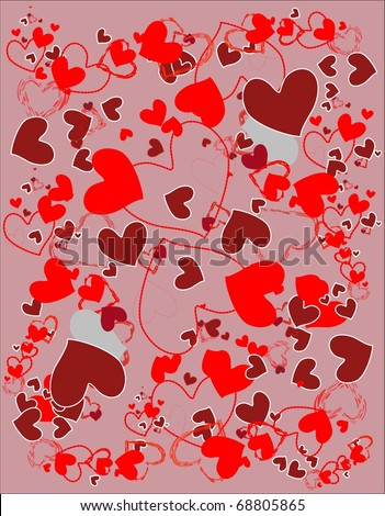 Romantic background of hearts. Romantic background of hearts in red, burgundy and purple colors.