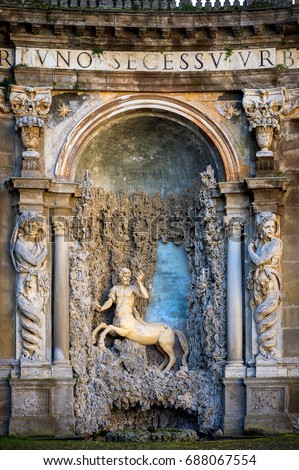 Villa Aldobrandini in Frascati. Detail of the Water Theater, Rome. Italy