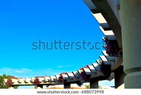 terrace architecture with flowers Royalty-Free Stock Photo #688073998