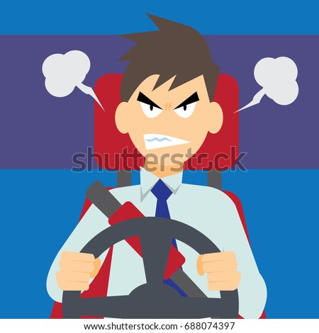 Angry driver-vector cartoon Royalty-Free Stock Photo #688074397