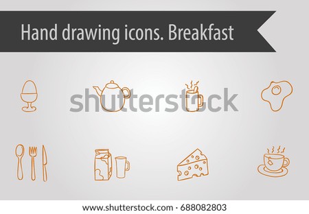 Hand drawing icons. Breakfast
