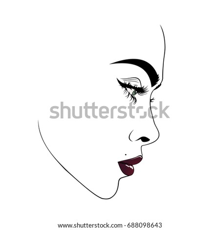 Black woman face icon vector, make up  logo, cosmetics  sign, silhouette