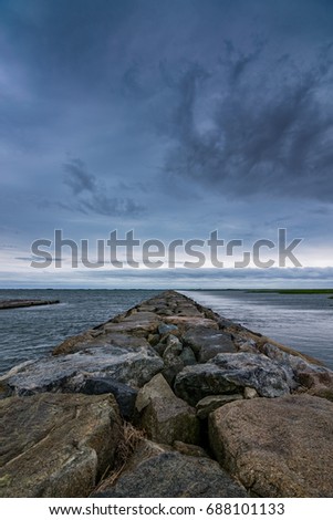 Cape Cod Stone Barrier Walkway at High Tide