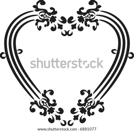 Abstract floral Heart frame element. No Gradients.