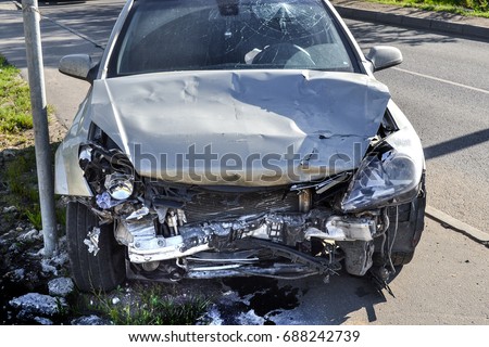 car crash accident on the road Royalty-Free Stock Photo #688242739