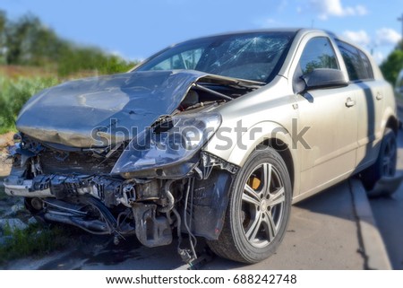 car crash accident on the road Royalty-Free Stock Photo #688242748