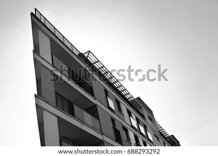  Modern, Luxury Apartment Building.Black and white.