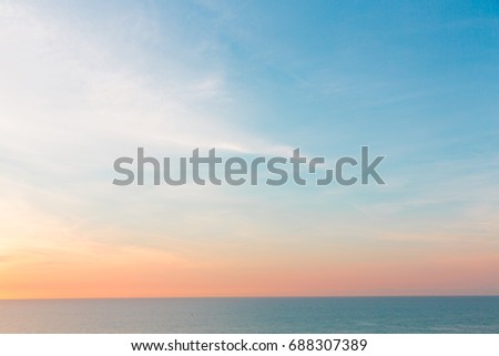 Seascape with pastel color sky, Concept of calm or relaxation Royalty-Free Stock Photo #688307389