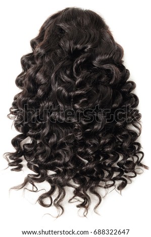 Loose wave black human hair lace wig Royalty-Free Stock Photo #688322647