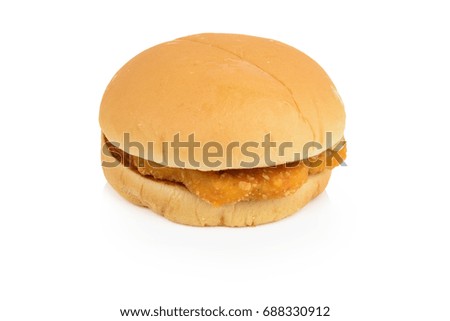 Classic Chicken Burger Isolated on white background.
