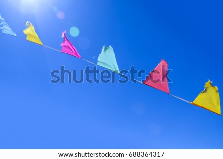 Colored flags waving in the wind