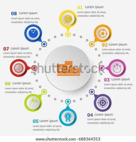 Infographic template with sport icons, stock vector