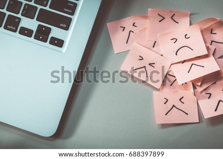 Unhappy employee or demotivated at working place. Copy space Royalty-Free Stock Photo #688397899