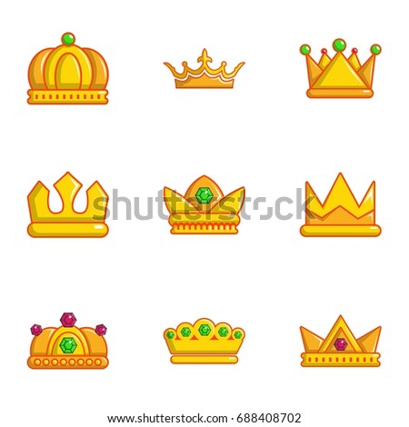 Royal crown icons set. Flat set of 9 royal crown vector icons for web isolated on white background