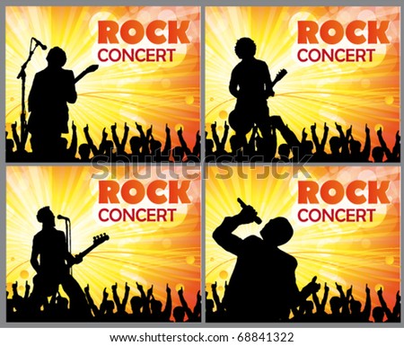 singers and the crowd of fans - vector concert posters