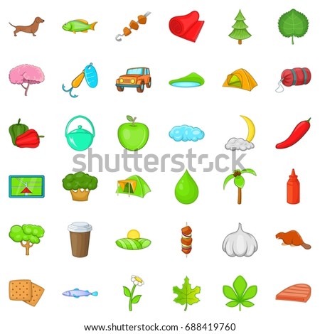 Nature sport icons set. Cartoon style of 36 nature sport vector icons for web isolated on white background
