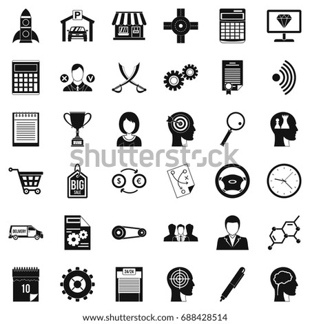 Business selection icons set. Simple style of 36 business selection vector icons for web isolated on white background
