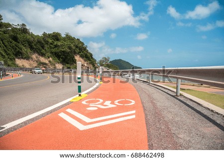 Beautiful road with bike lane beside the sea