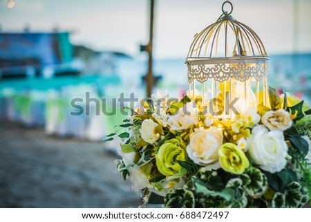 beautiful wedding flower set for wedding ceremony.