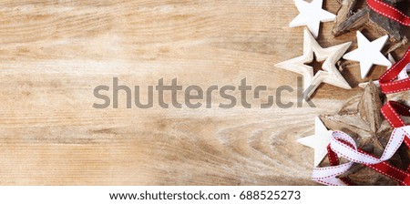 Christmas holiday background with wooden stars