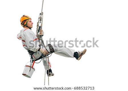 Industrial climber isolated on white background Royalty-Free Stock Photo #688532713