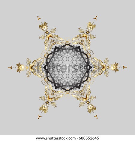 Winter pattern made of snowflake on gray background. Flat lay. Vector illustration. Winter concept.