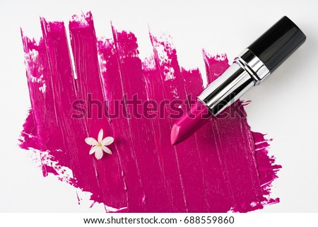 Pink Lipstick and lipstick smear./ Lipstick.