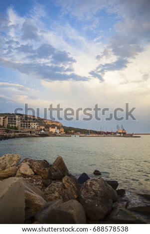Sunset in Balchik bay, Bulgaria, Black sea coast